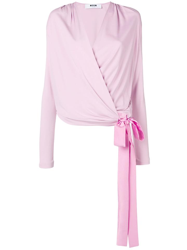 Msgm Side Tie Blouse - Pink & Purple
