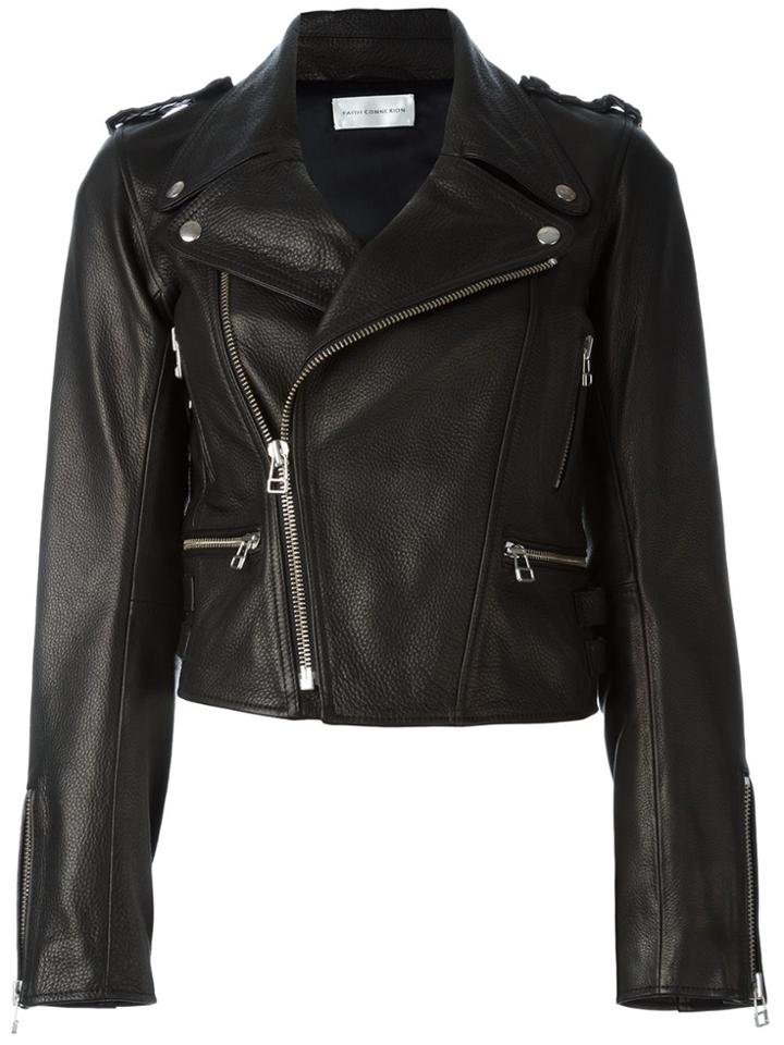 Faith Connexion Boxy Biker Jacket - Black