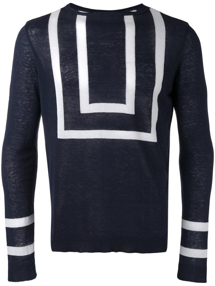 Christian Pellizzari Striped Knitted Sweater, Men's, Size: 48, Blue, Cotton