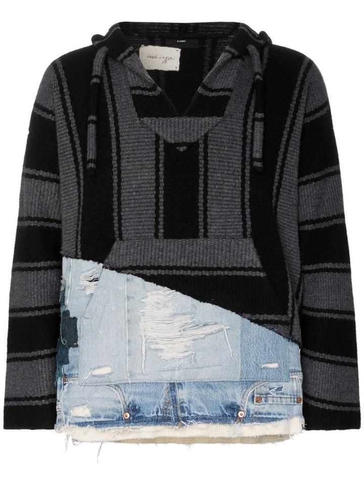 Alanui X Greg Lauren Ibaja Patch Knitted Hoodie - Black