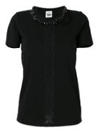 Twin-set - Embellished Neck T-shirt - Women - Cotton/polyester/spandex/elastane - M, Black, Cotton/polyester/spandex/elastane