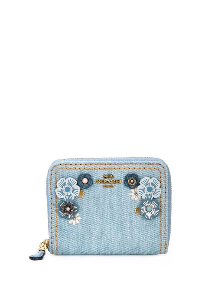 Coach Floral Detail Zip-around Wallet - Blue