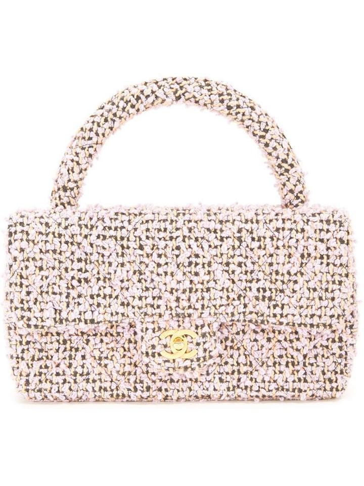 Chanel Pre-owned Cc Tweed Tote Bag - Pink