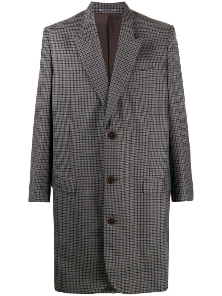 Martine Rose Single-breasted Check Coat - Grey