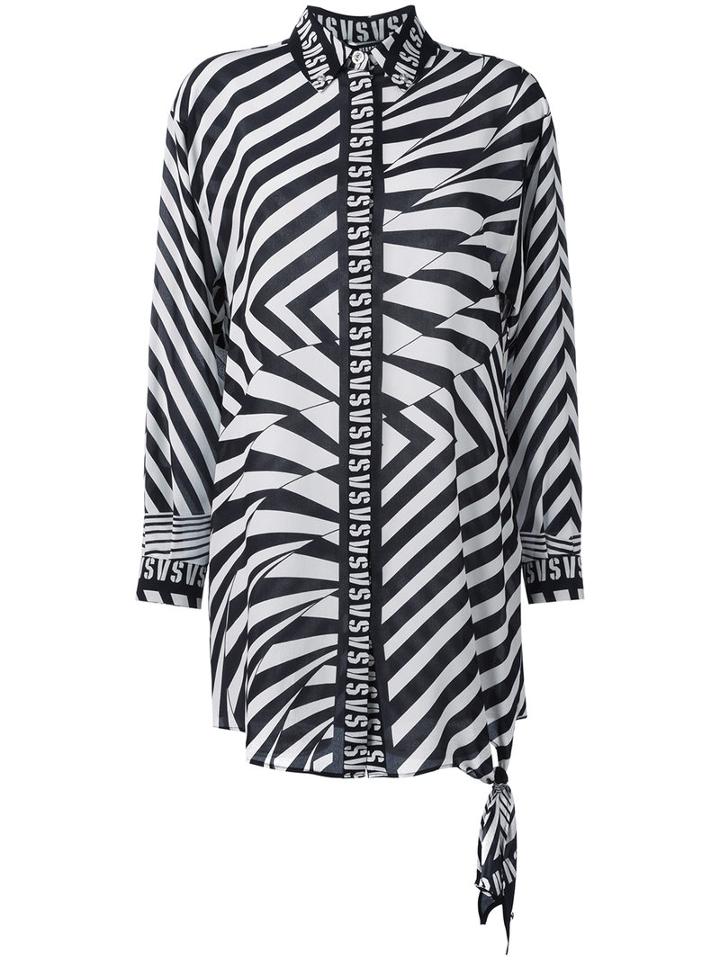 Versus Oversized Printed Logo Shirt, Women's, Size: 42, Black, Silk