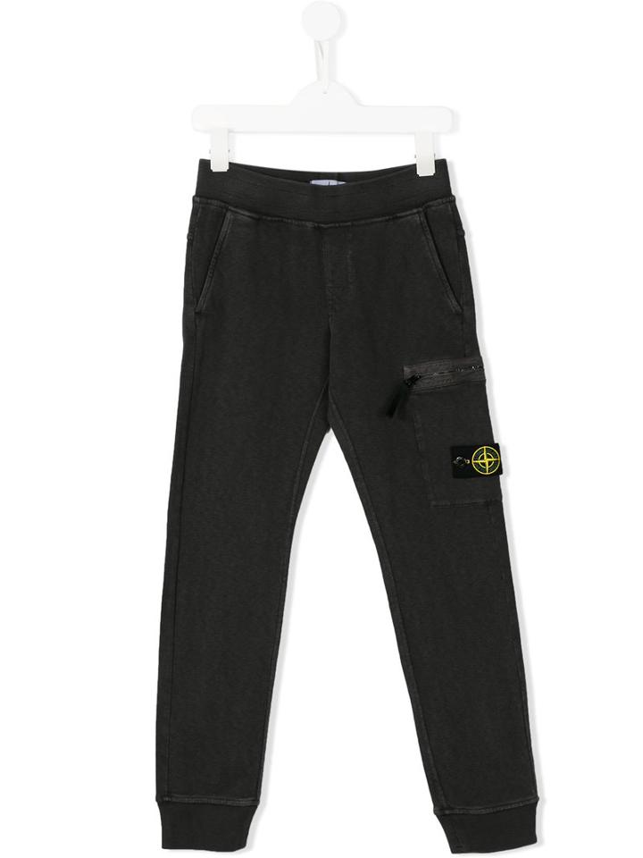 Stone Island Kids Zipped Pocket Sweatpants, Boy's, Size: 6 Yrs, Grey