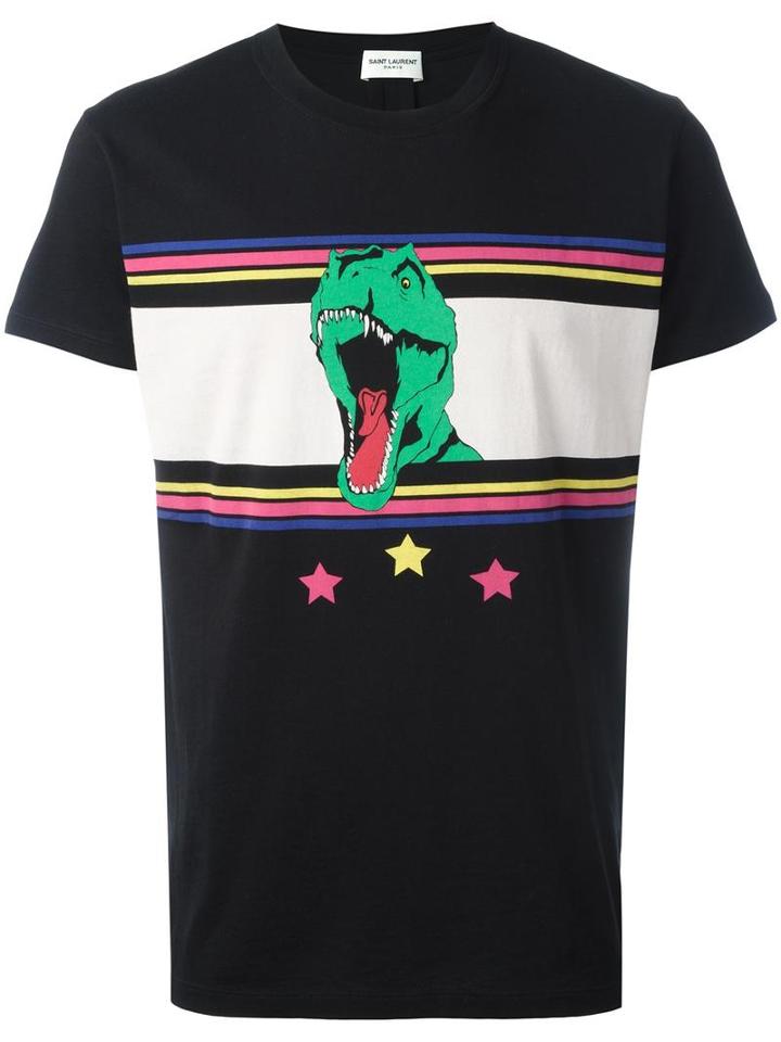 Saint Laurent T-rex Printed T-shirt, Men's, Size: Xxl, Black, Cotton