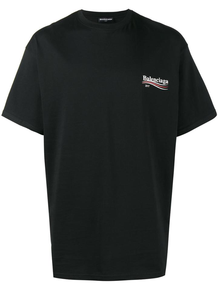 Balenciaga Oversize Logo T-shirt - Black
