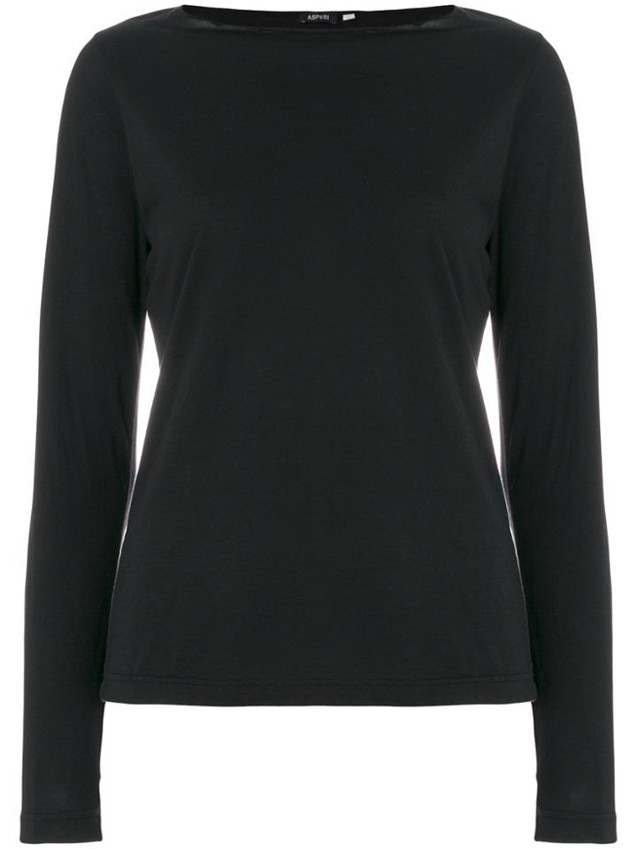 Aspesi Boat Neck Jersey Top - Black