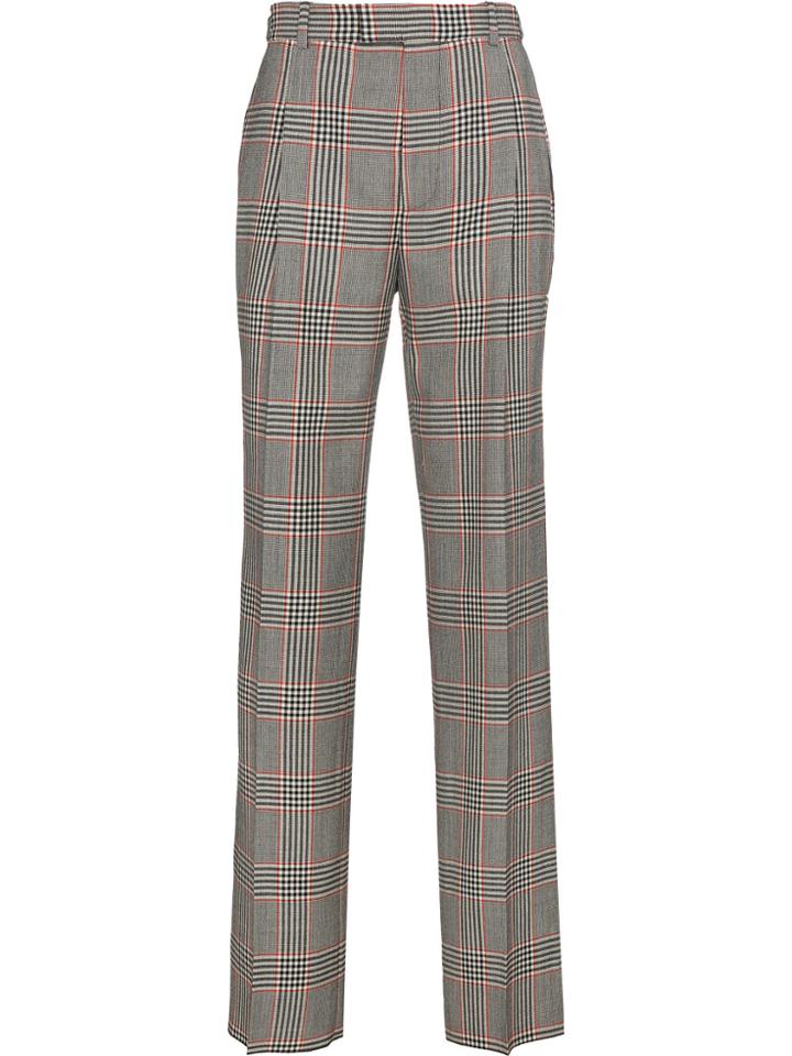 Alexander Mcqueen Checked Wide Leg Trousers - Nude & Neutrals