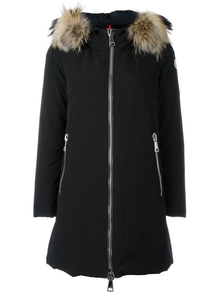 Moncler Long Padded Jacket, Women's, Size: 3, Black, Polyamide/polyester/cotton/racoon Fur