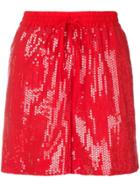 P.a.r.o.s.h. Sequin Drawstring Shorts - Red