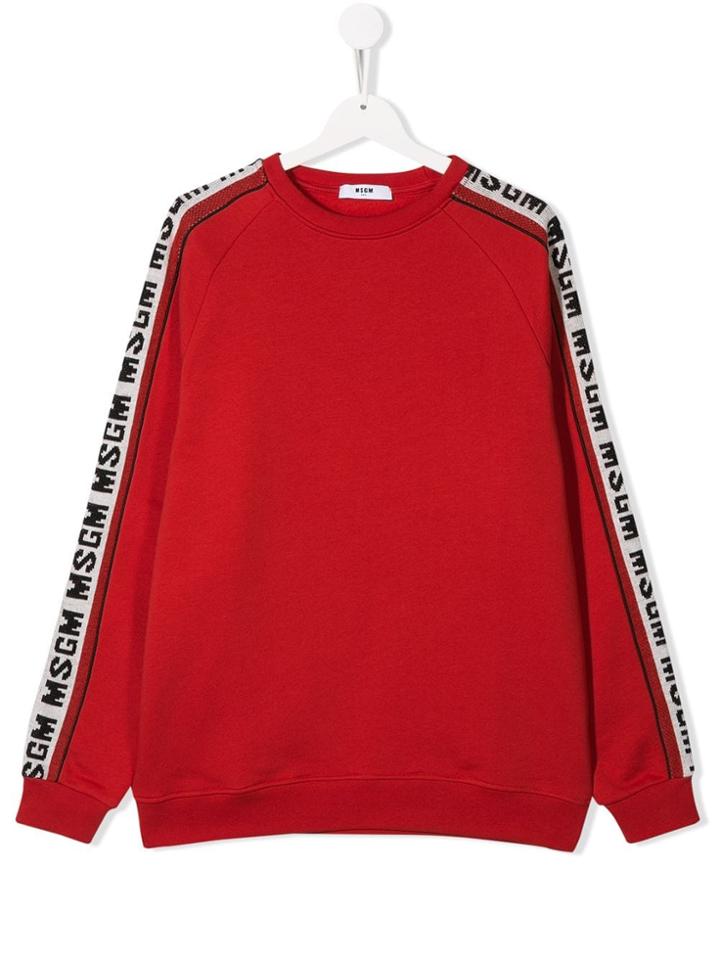 Msgm Kids Logo Tape Sweatshirt - Red