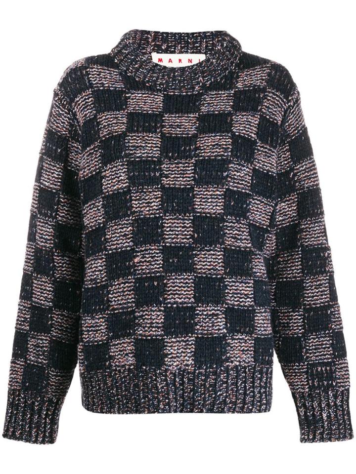 Marni Checker Print Jumper - Blue