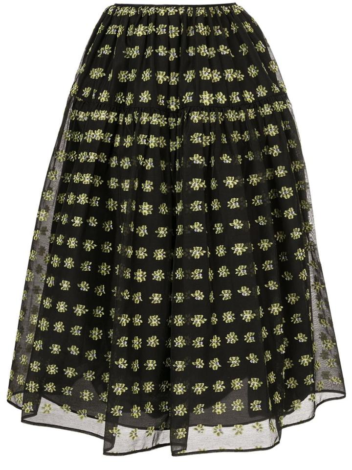 Cecilie Bahnsen Floral Print Full Skirt - Black