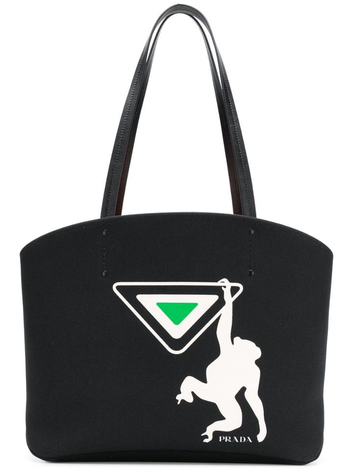 Prada Monkey Print Tote - Black