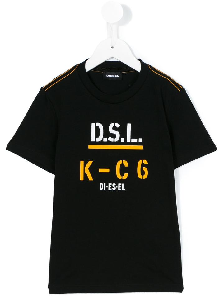 Diesel Kids - Taito Slim T-shirt - Kids - Cotton - 8 Yrs, Black