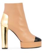 Casadei Metallic Heel Boots - Brown
