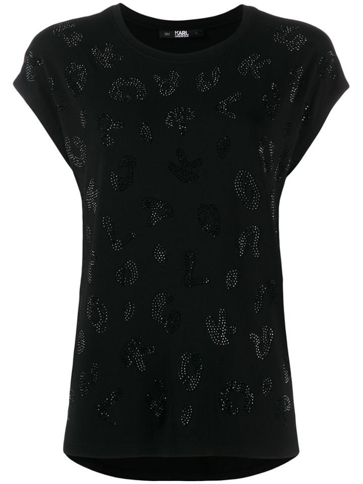 Karl Lagerfeld Rhinestone Branded T-shirt - Black