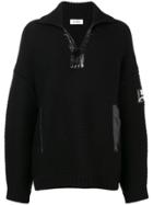 Courrèges Half-zip Drop Shoulder Sweater - Black