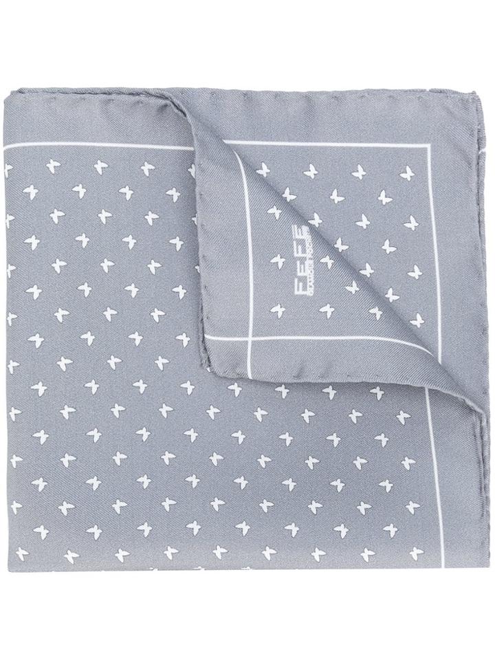Fefè Butterfly Print Pocket Square - Grey