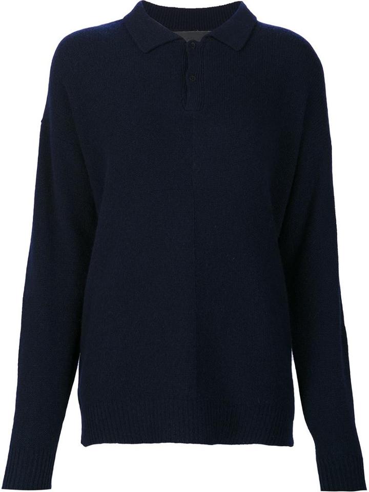 The Elder Statesman Front Plaket Pullover, Women's, Size: Medium, Blue, Cashmere