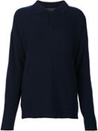 The Elder Statesman Front Plaket Pullover, Women's, Size: Medium, Blue, Cashmere