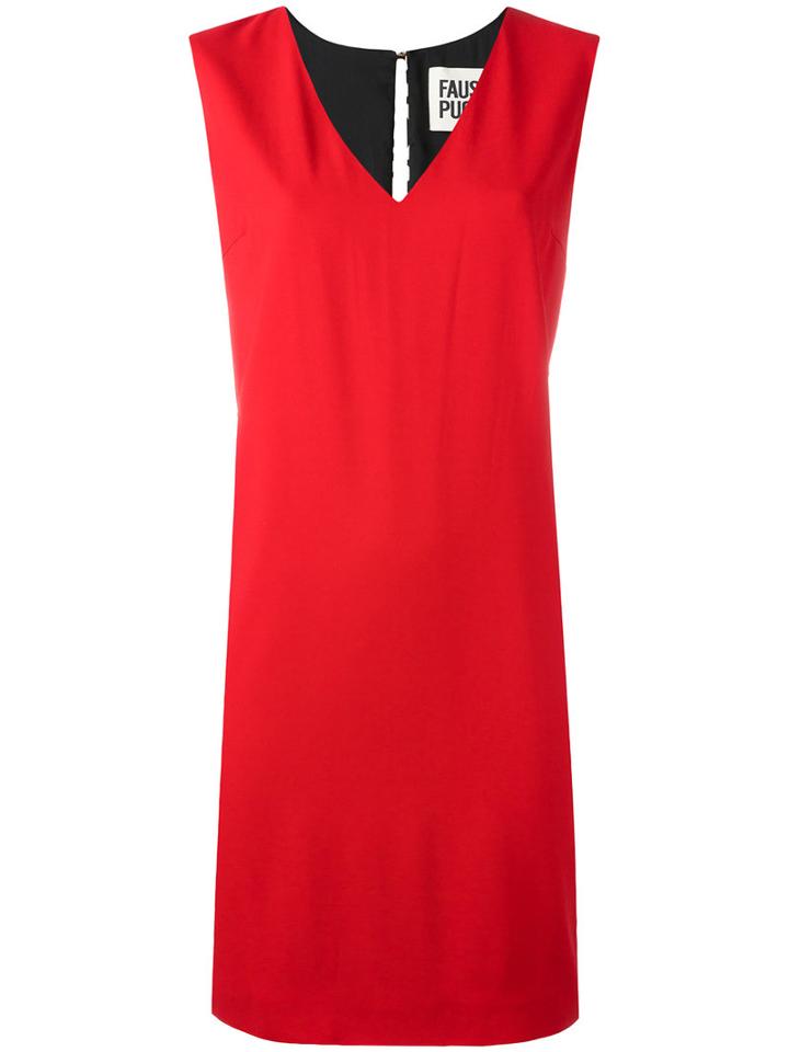 Fausto Puglisi - V Neck Dress - Women - Silk/spandex/elastane/acetate/viscose - 42, Red, Silk/spandex/elastane/acetate/viscose