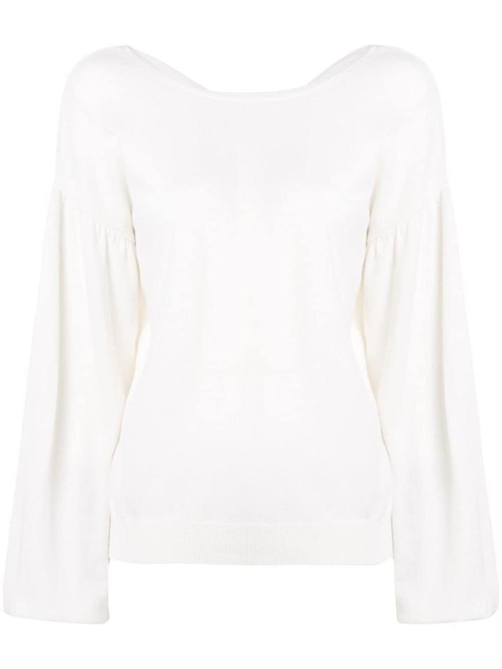 Allude Drop Shoulder Sweater - White