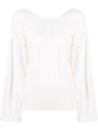 Allude Drop Shoulder Sweater - White
