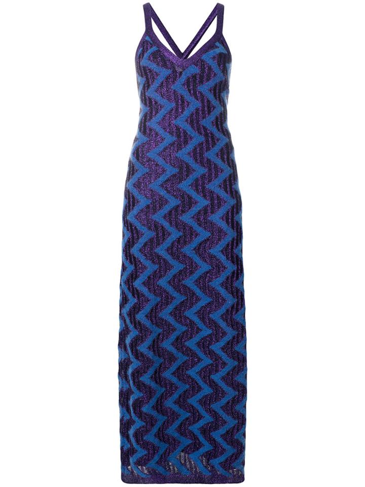 Missoni Knit Glitter Maxi Dress - Blue