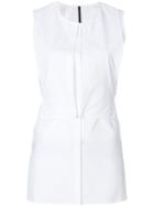 Sara Lanzi Belted Sleeveless Shirt - White