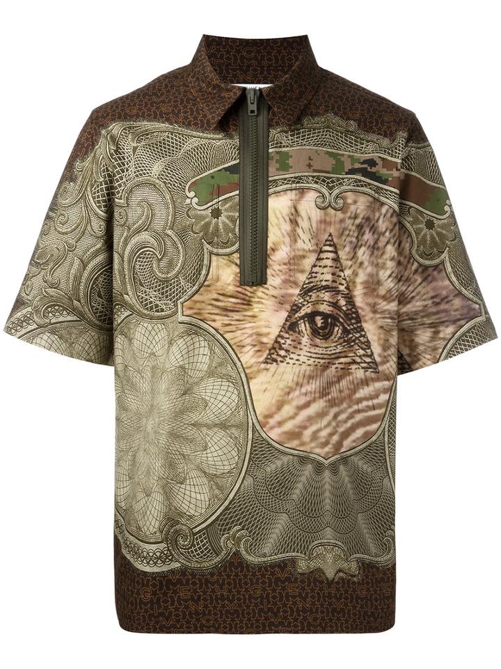 Givenchy Multi-print Polo Shirt, Men's, Size: 37, Green, Cotton