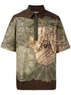 Givenchy Multi-print Polo Shirt, Men's, Size: 37, Green, Cotton