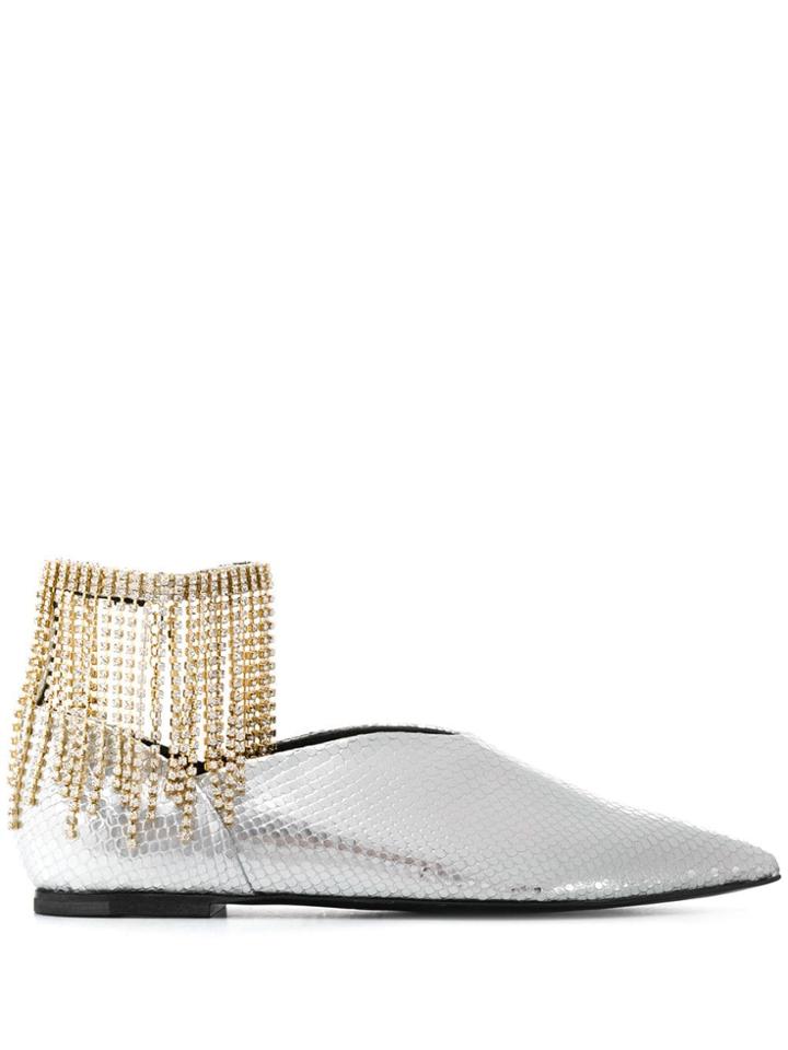 Coliac Snake Effect Daisy Shoes - Silver