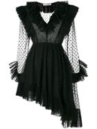 Philosophy Di Lorenzo Serafini Asymmetric Dot Mesh Mini Dress - Black