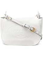 Prada Logo Embossed Shoulder Bag - White
