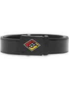 Burberry Logo Graphic Plaque Buckle Canvas Belt - Black