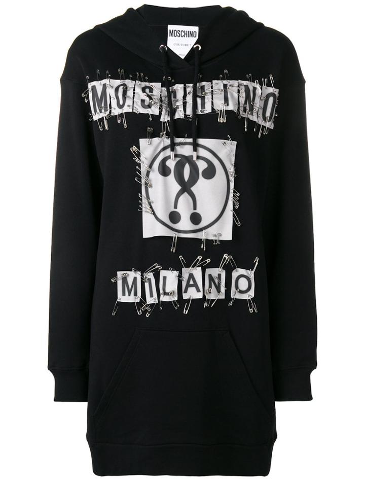 Moschino Safety Pin-embellished Logo Dress - Black