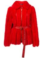 Sies Marjan Belted Zipped Coat - Red