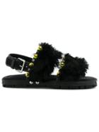 Marni Lama Fur Sandals - Black