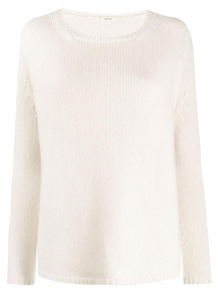 Apuntob Round Neck Plain Jumper - White