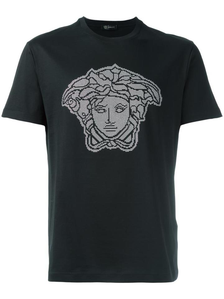 Versace Studded Medusa Head T-shirt, Men's, Size: Medium, Black, Cotton