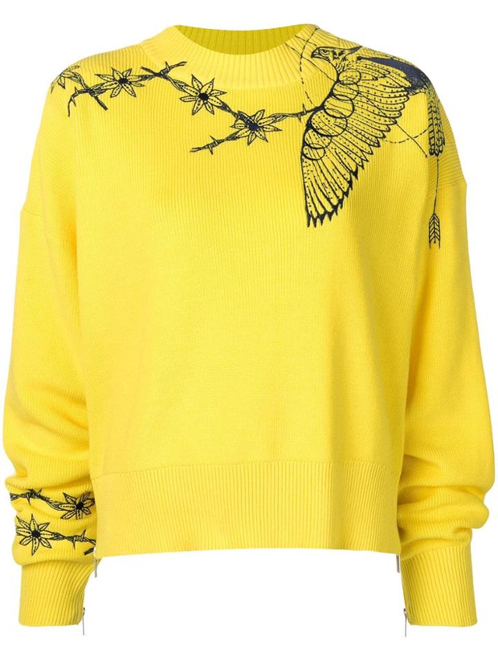 Sacai Boxy Embroidered Sweater - Yellow