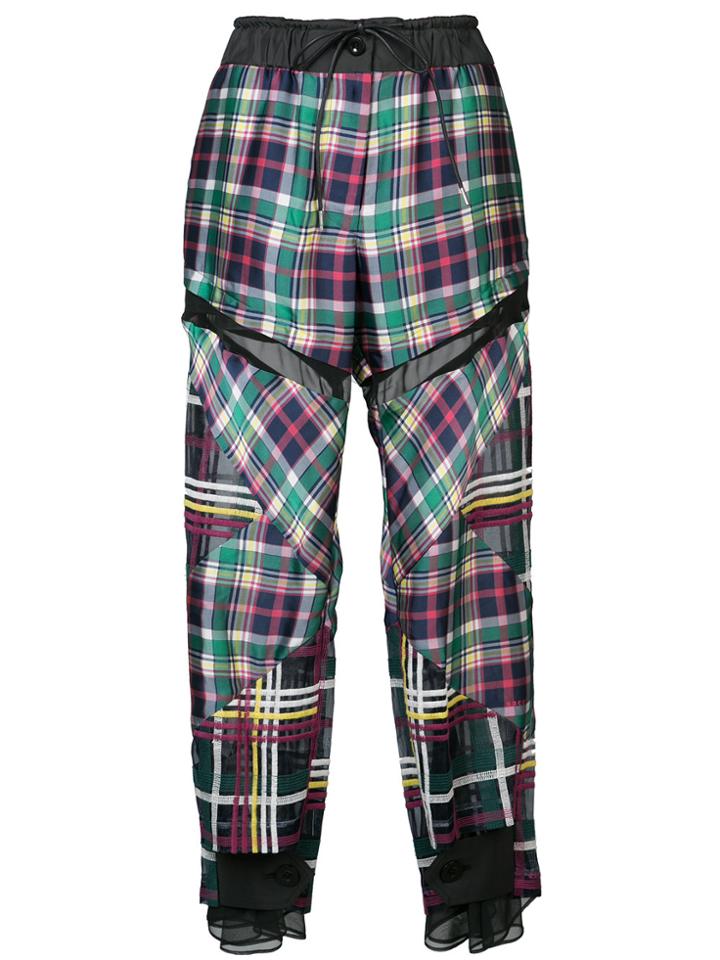 Sacai Plaid Sheer Panel Track Pants - Multicolour