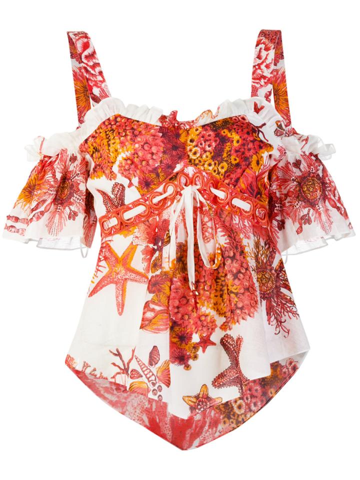 Roberto Cavalli Coral Print Blouse - Red