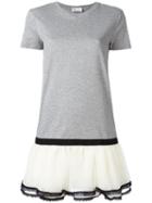 Red Valentino 't-shirt Layered' Dress, Women's, Size: Small, Grey, Polyamide/polyester/cotton