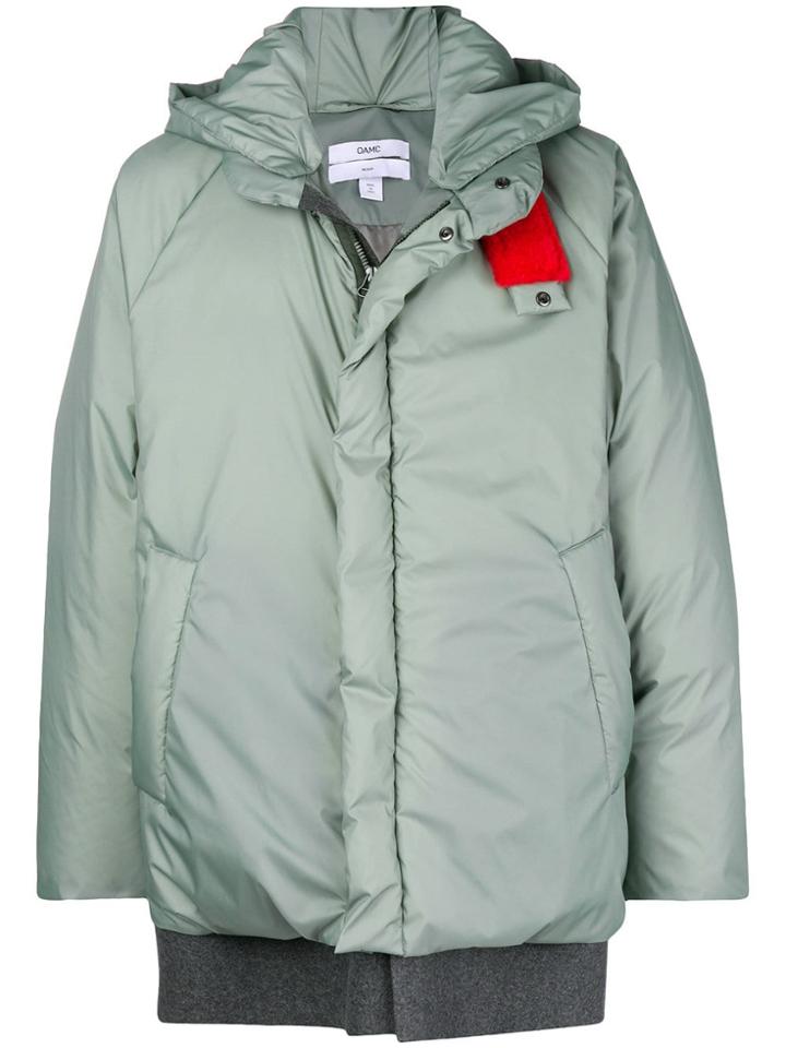 Oamc Hooded Midi Padded Coat - Green