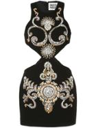 Fausto Puglisi Jewelled Cut-out Mini Dress - Black