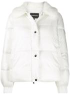 Emporio Armani Faux Fur Trim Puffer Jacket - White
